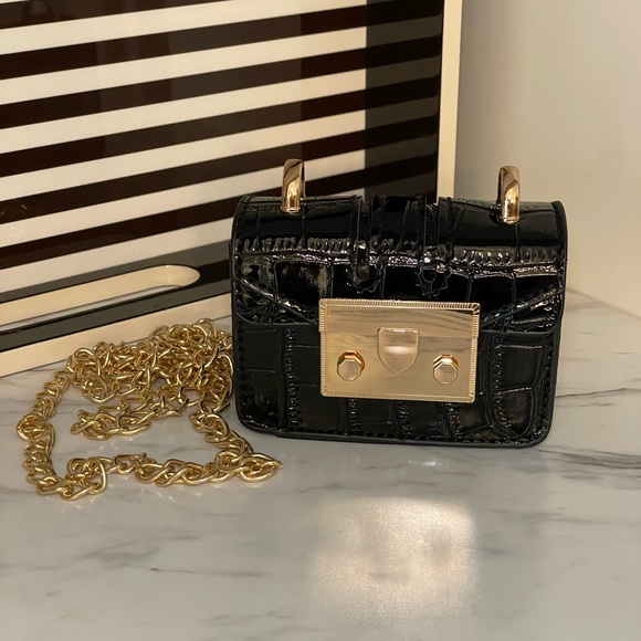 Black Mini Bag with Gold Accents New - Picture 1 of 7